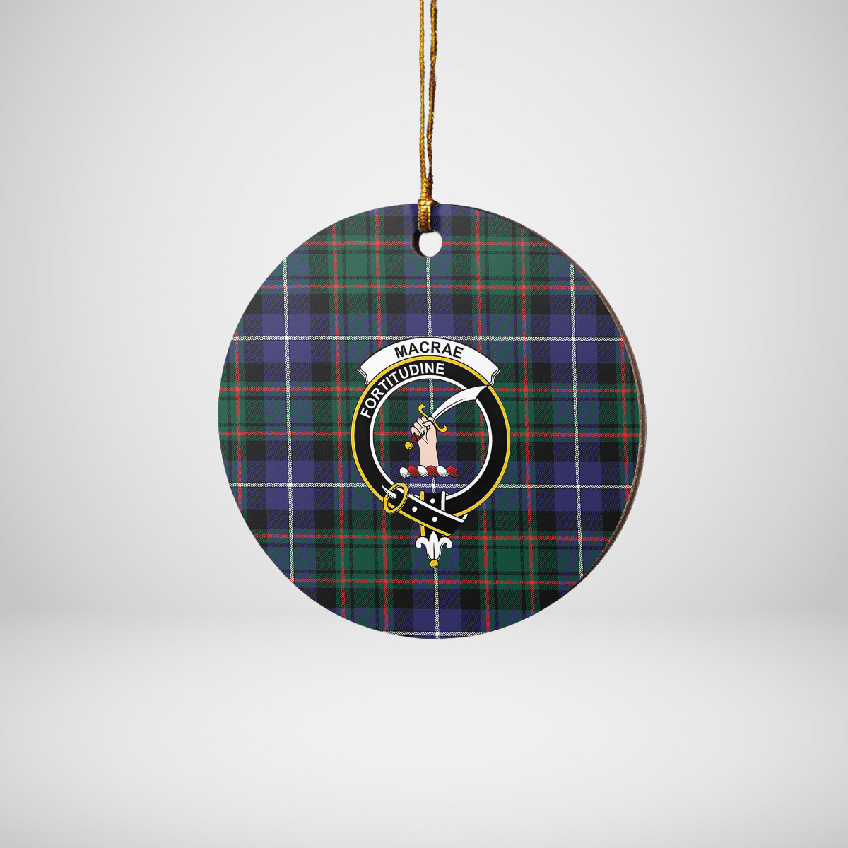 Clan MacRae Hunting Modern Tartan Crest Round Ceramic Ornament UK32 MacRae Hunting Modern Tartan Tartan Christmas   