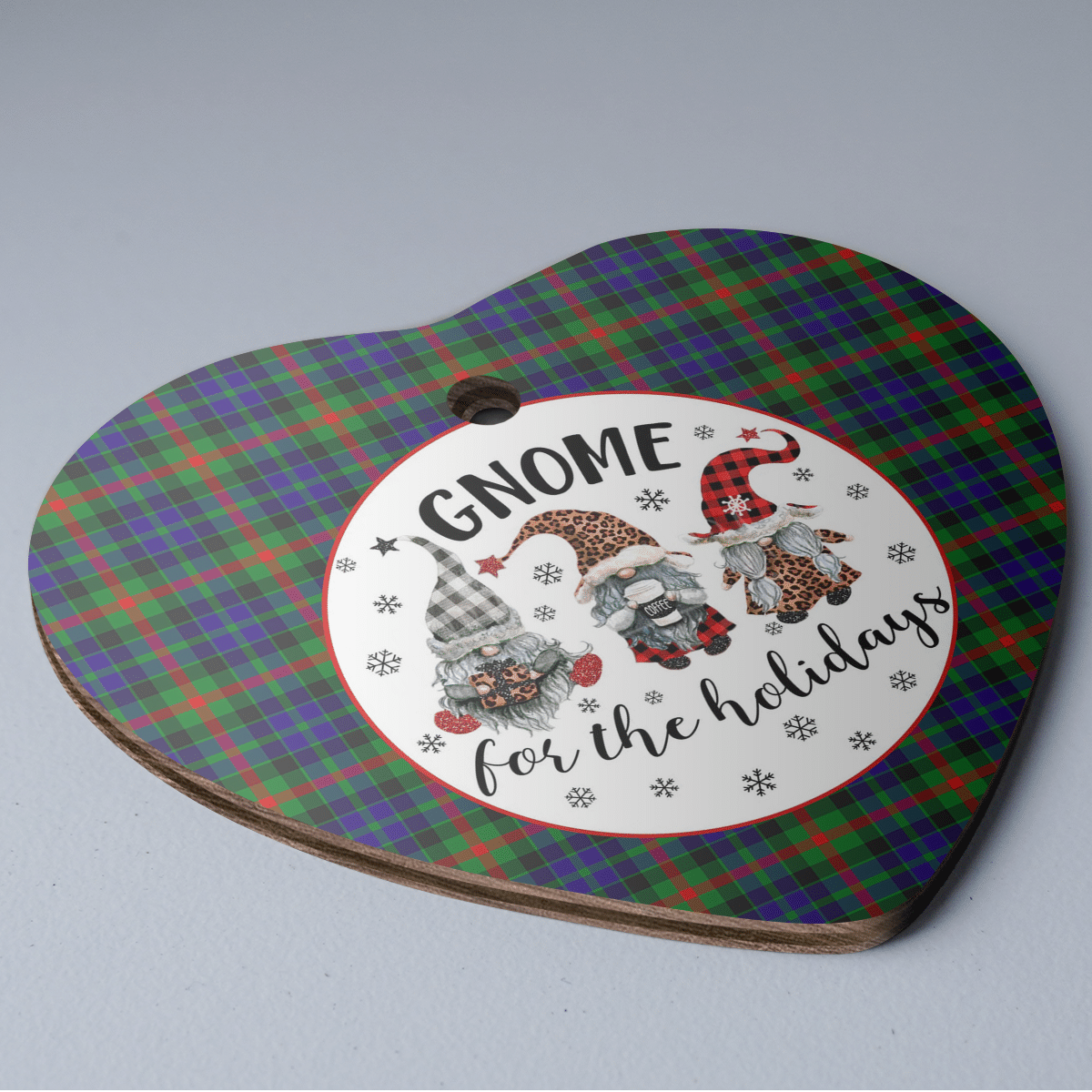 Clan Gunn Tartan Tartan Crest Gnome Heart Ceramic Ornament YX12 Gunn Tartan Tartan Christmas   