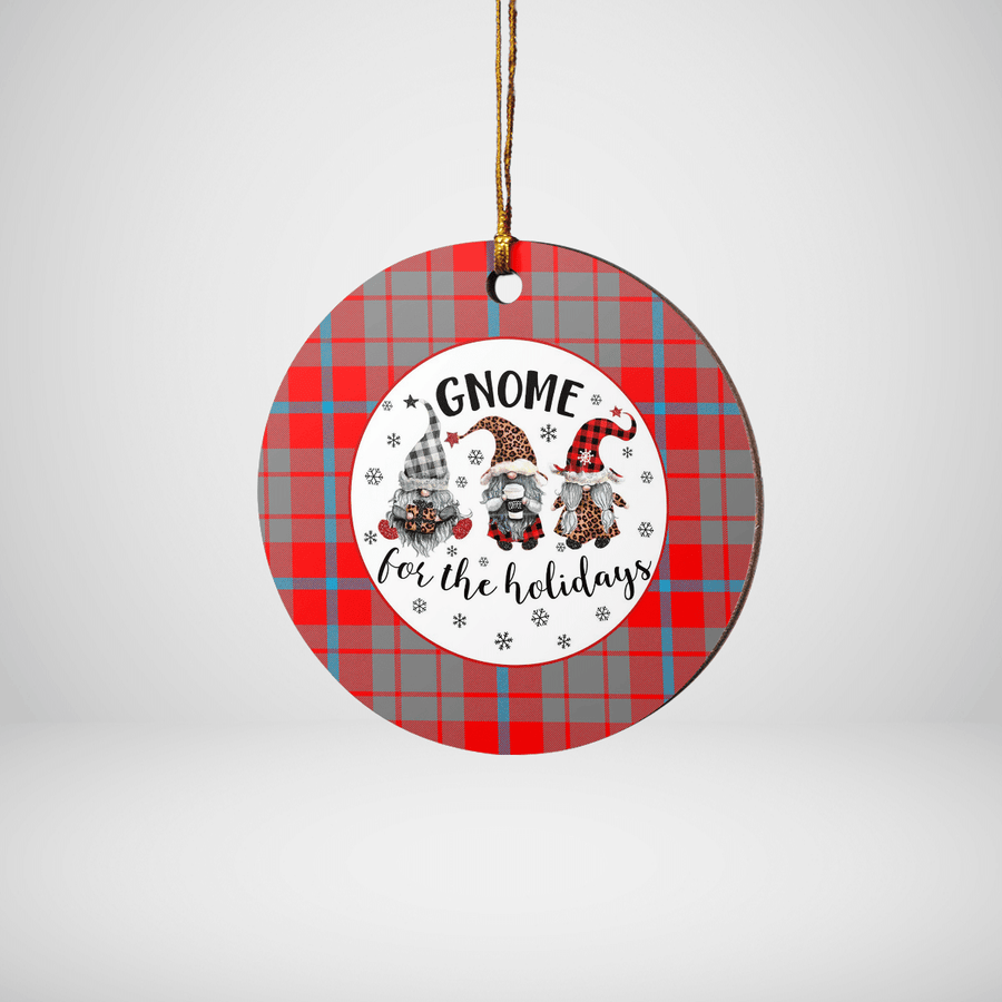 Clan Moubray Tartan Tartan Crest Gnome Round Ceramic Ornament YV99 Moubray Tartan Tartan Christmas   