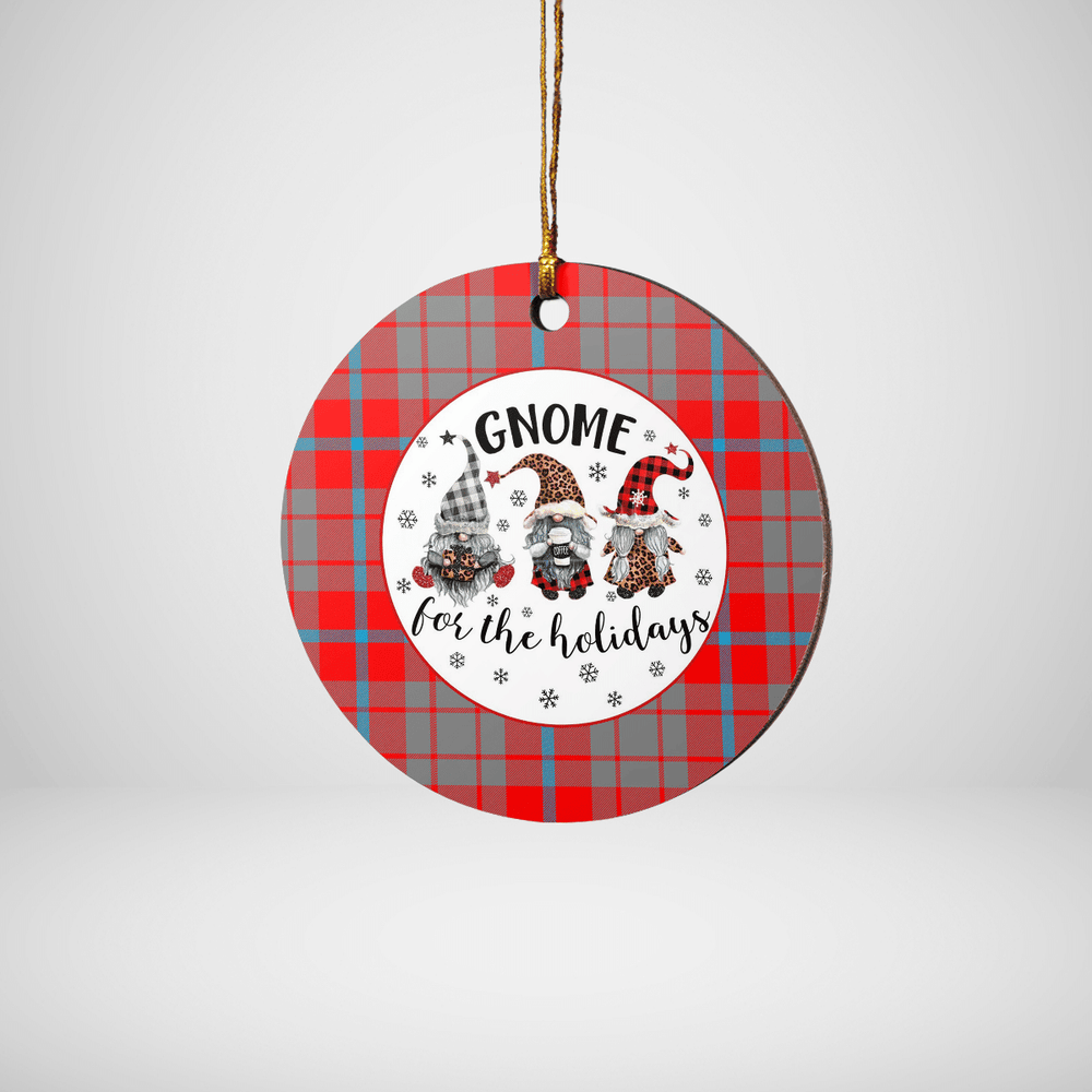 Clan Moubray Tartan Tartan Crest Gnome Round Ceramic Ornament YV99 Moubray Tartan Tartan Christmas   
