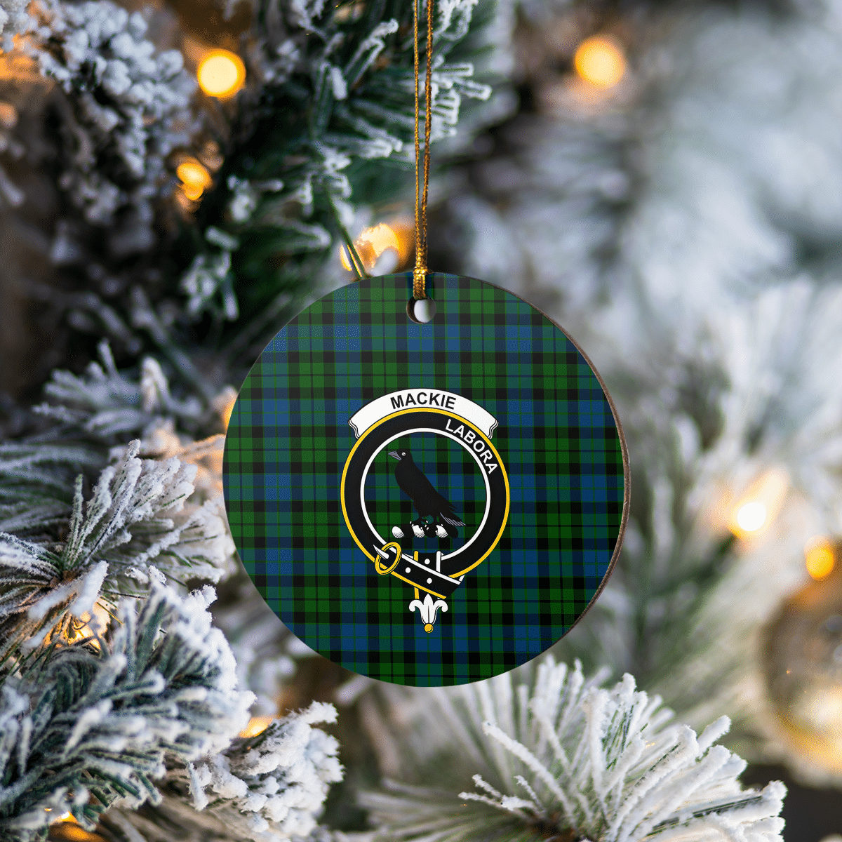 Clan MacKie Tartan Crest Round Ceramic Ornament RS48 MacKie Tartan Tartan Christmas   
