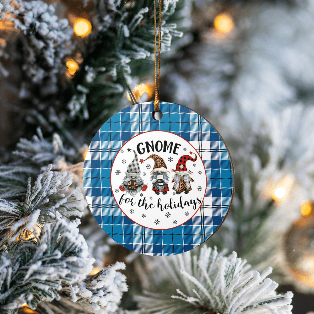 Clan Roberton Tartan Tartan Crest Gnome Round Ceramic Ornament SO41 Roberton Tartan Tartan Christmas   