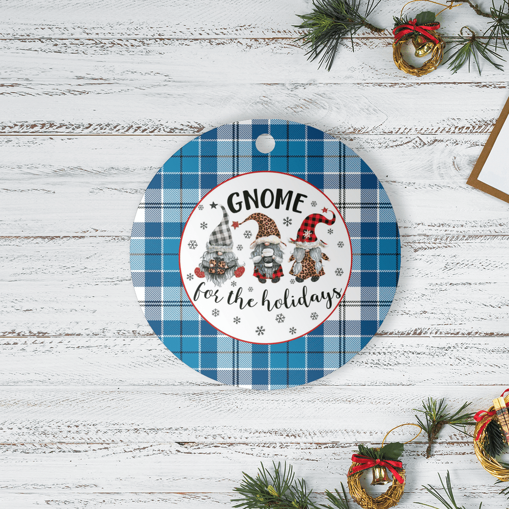Clan Roberton Tartan Tartan Crest Gnome Round Ceramic Ornament SO41 Roberton Tartan Tartan Christmas   