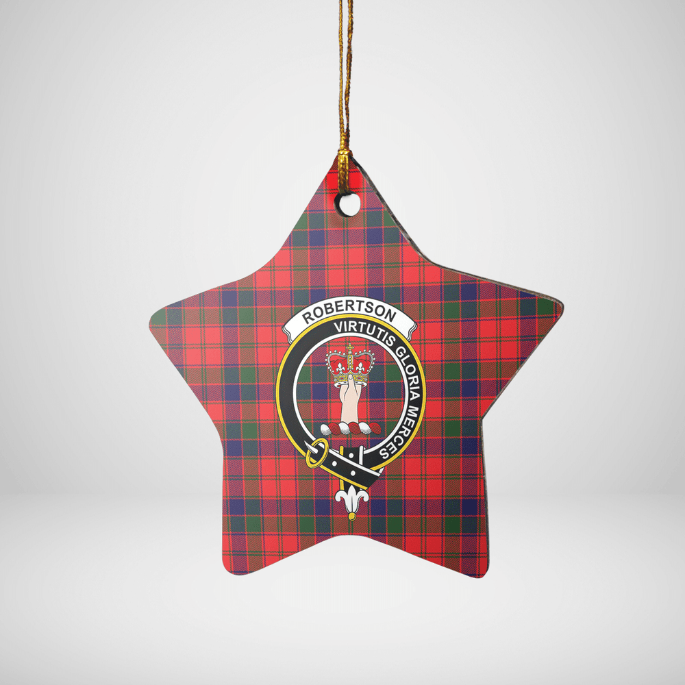 Clan Robertson Modern Tartan Crest Star Ceramic Ornament PN15 Robertson Modern Tartan Tartan Christmas   