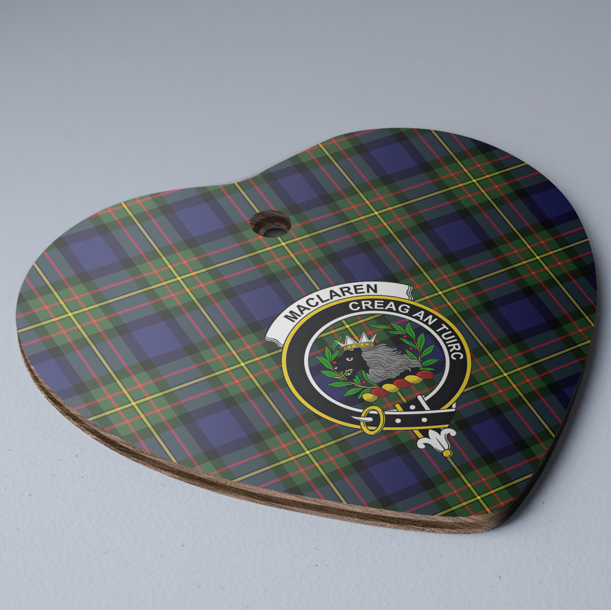 Clan MacLaren Modern Tartan Crest Heart Ceramic Ornament PB34 MacLaren Modern Tartan Tartan Christmas   