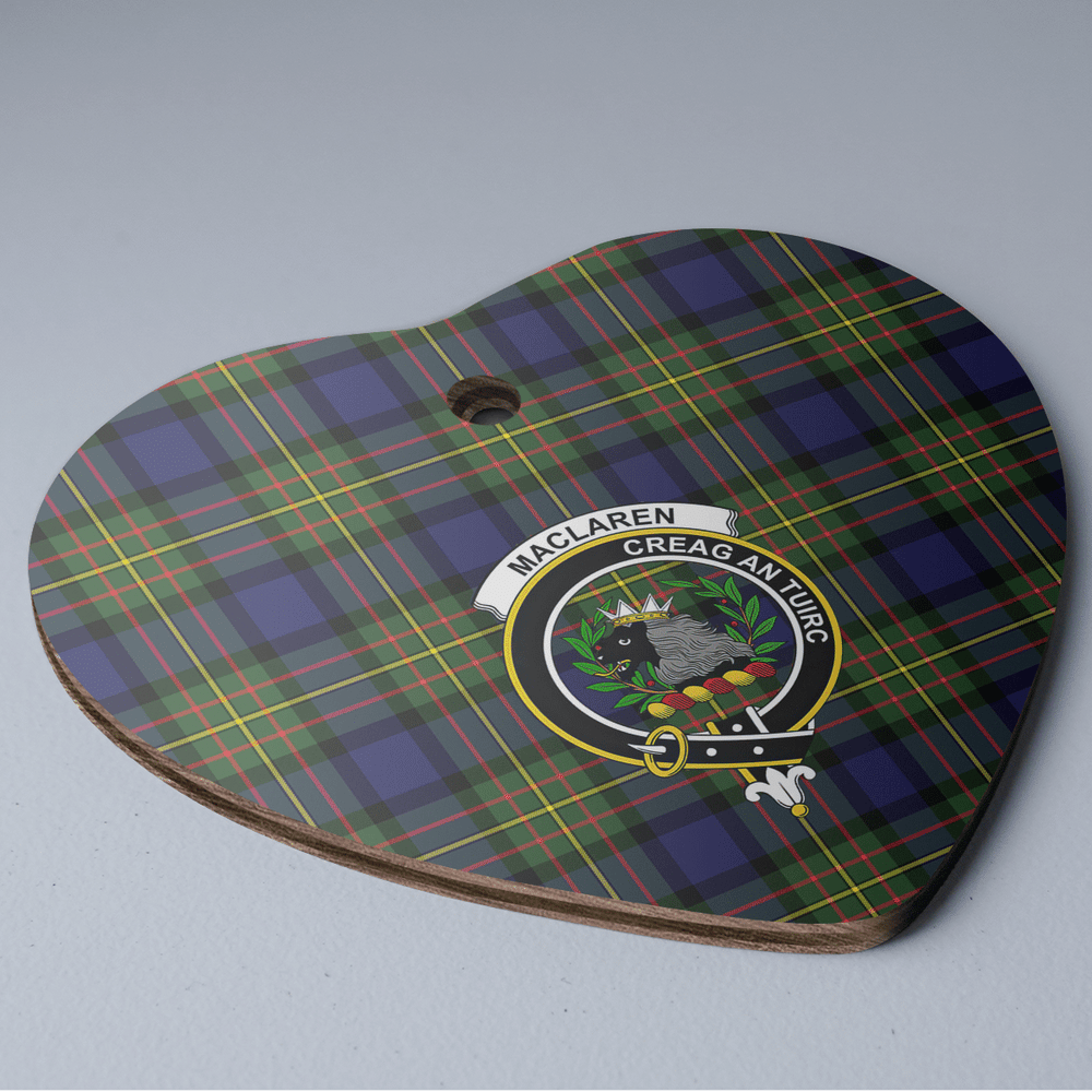Clan MacLaren Modern Tartan Crest Heart Ceramic Ornament PB34 MacLaren Modern Tartan Tartan Christmas   