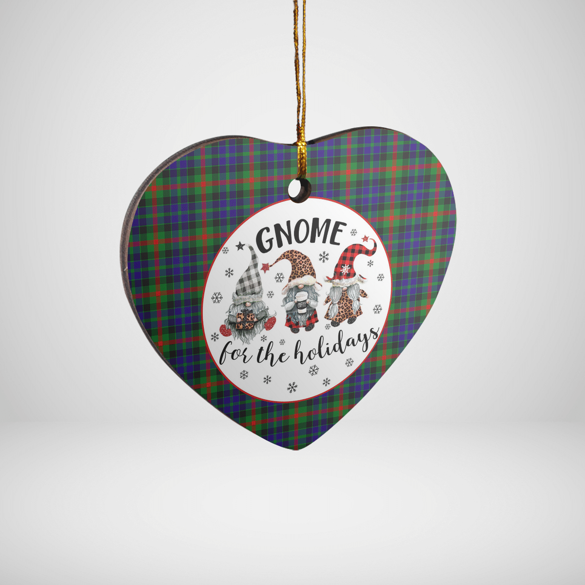 Clan Gunn Tartan Tartan Crest Gnome Heart Ceramic Ornament YX12 Gunn Tartan Tartan Christmas   