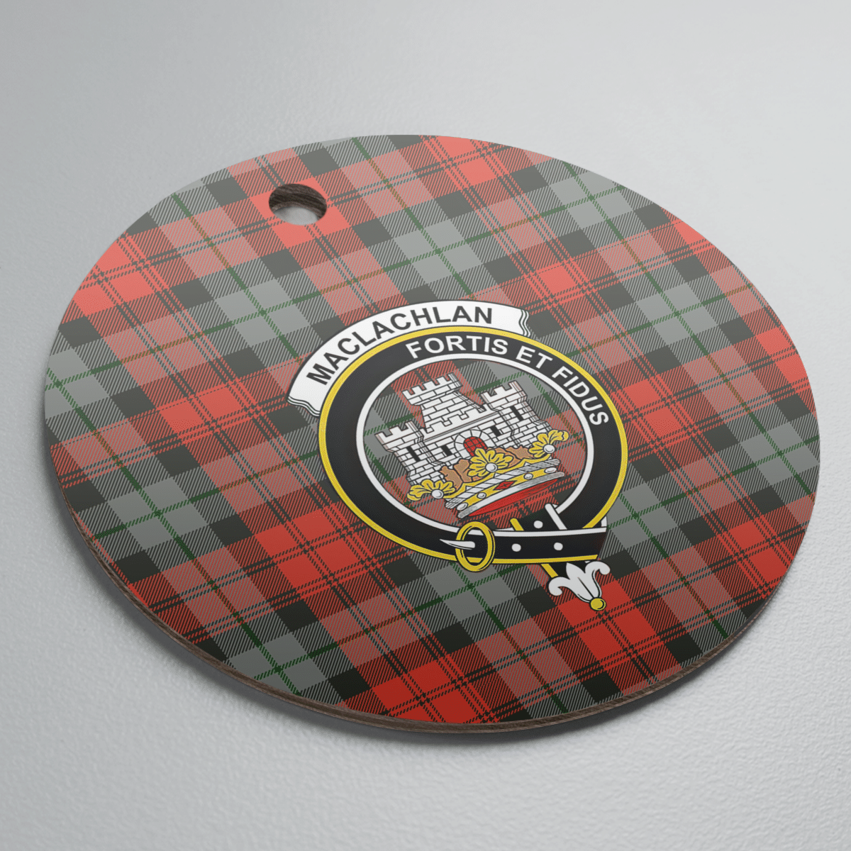 Clan MacLachlan Weathered Tartan Crest Round Ceramic Ornament EW15 MacLachlan Weathered Tartan Tartan Christmas   