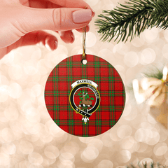 Clan Maxwell Tartan Crest Round Ceramic Ornament XD80 Maxwell Tartan Tartan Christmas   