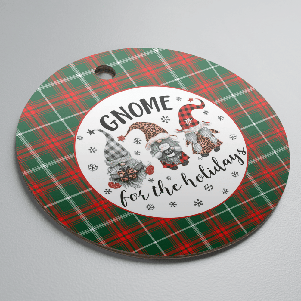 Clan Prince of Wales Tartan Tartan Crest Gnome Round Ceramic Ornament KB48 Prince of Wales Tartan Tartan Christmas   