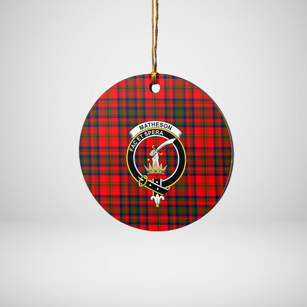 Clan Matheson Modern Tartan Crest Round Ceramic Ornament SC73 Matheson Modern Tartan Tartan Christmas   