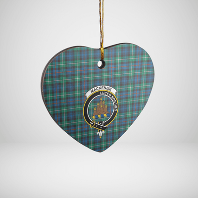 Clan MacKenzie Ancient Tartan Crest Heart Ceramic Ornament XC39