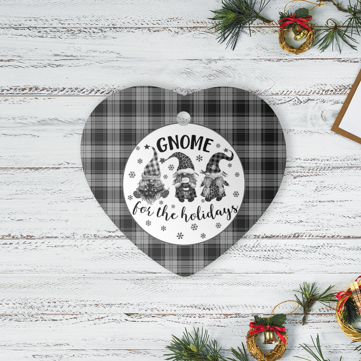 Clan Glen Tartan Tartan Crest Gnome Heart Ceramic Ornament EQ89 Glen Tartan Tartan Christmas   
