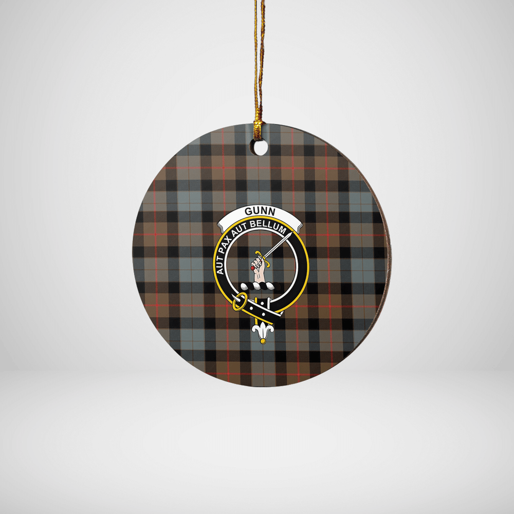 Clan Gunn Weathered Tartan Crest Round Ceramic Ornament WQ86 Gunn Weathered Tartan Tartan Christmas   