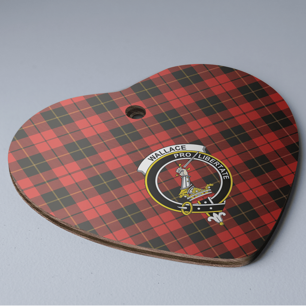 Clan Wallace Weathered Tartan Crest Heart Ceramic Ornament SK27 Wallace Weathered Tartan Tartan Christmas   