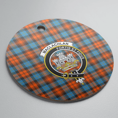 Clan MacLachlan Ancient Tartan Crest Round Ceramic Ornament KF19 MacLachlan Ancient Tartan Tartan Christmas   