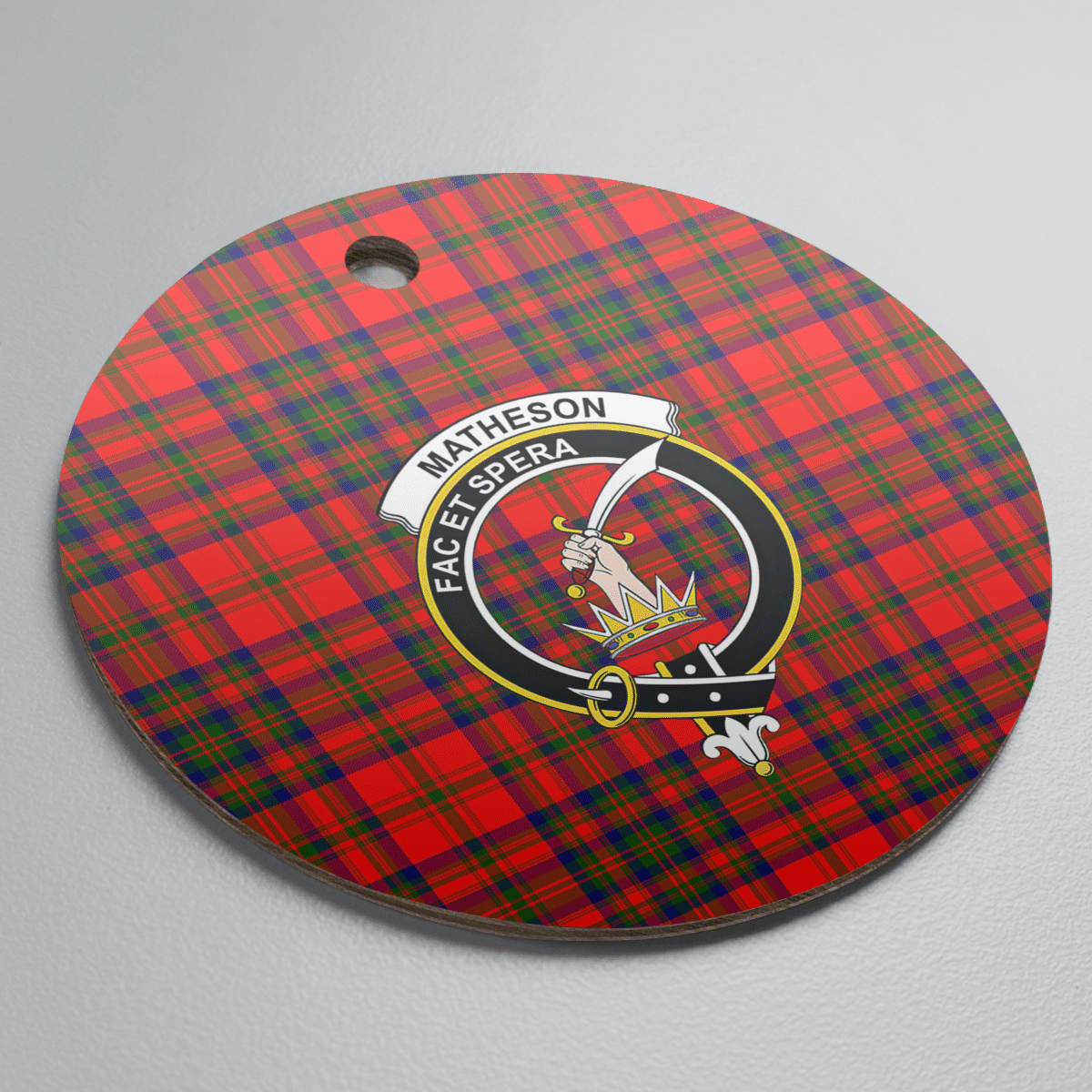 Clan Matheson Modern Tartan Crest Round Ceramic Ornament SC73 Matheson Modern Tartan Tartan Christmas   