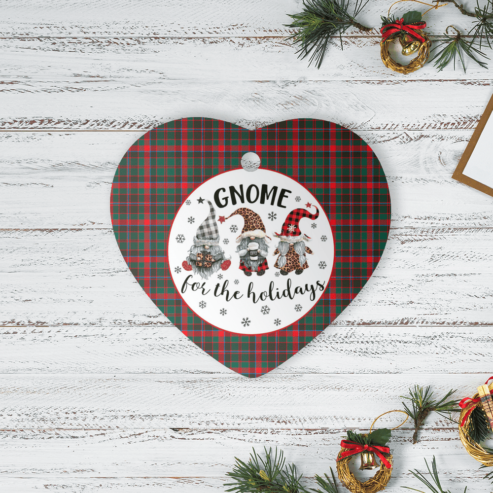 Clan Cumming Hunting Modern Tartan Tartan Crest Gnome Heart Ceramic Ornament JU64 Cumming Hunting Modern Tartan Tartan Christmas   