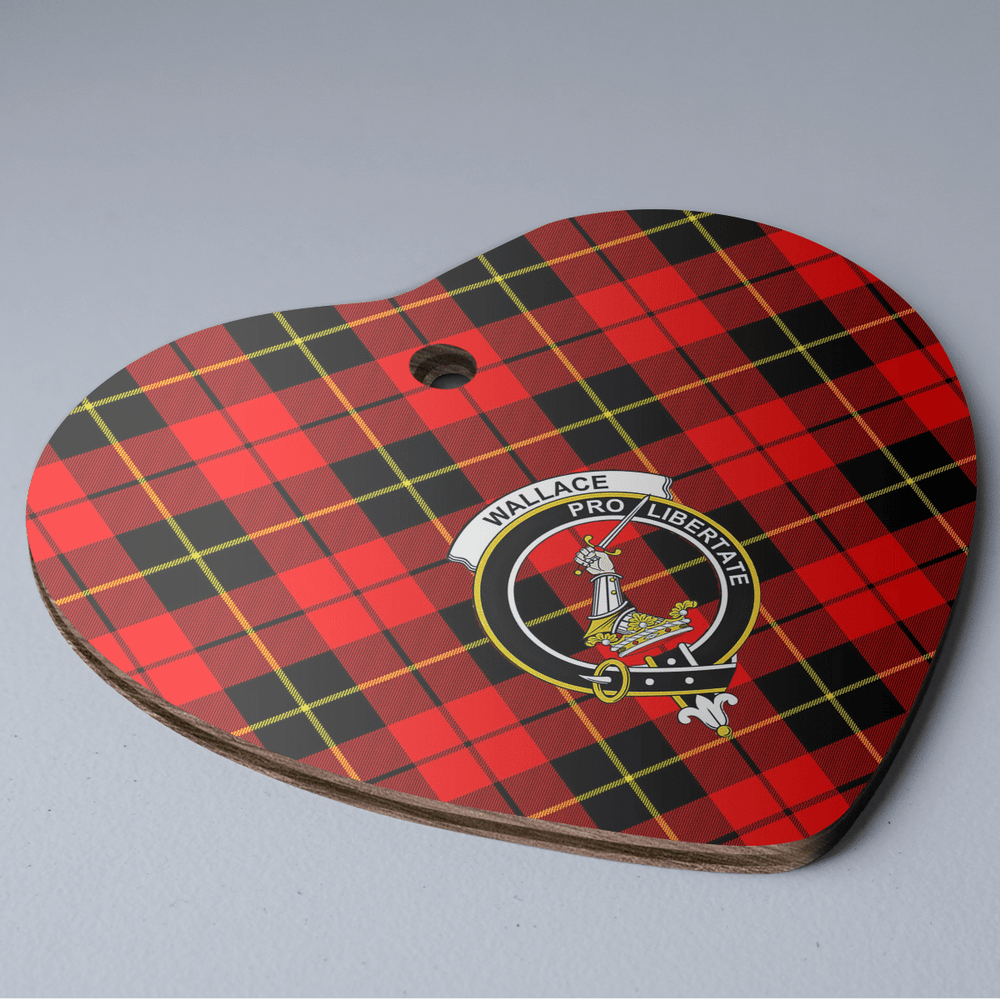 Clan Wallace Hunting Red Tartan Crest Heart Ceramic Ornament AF98 Wallace Hunting Red Tartan Tartan Christmas   