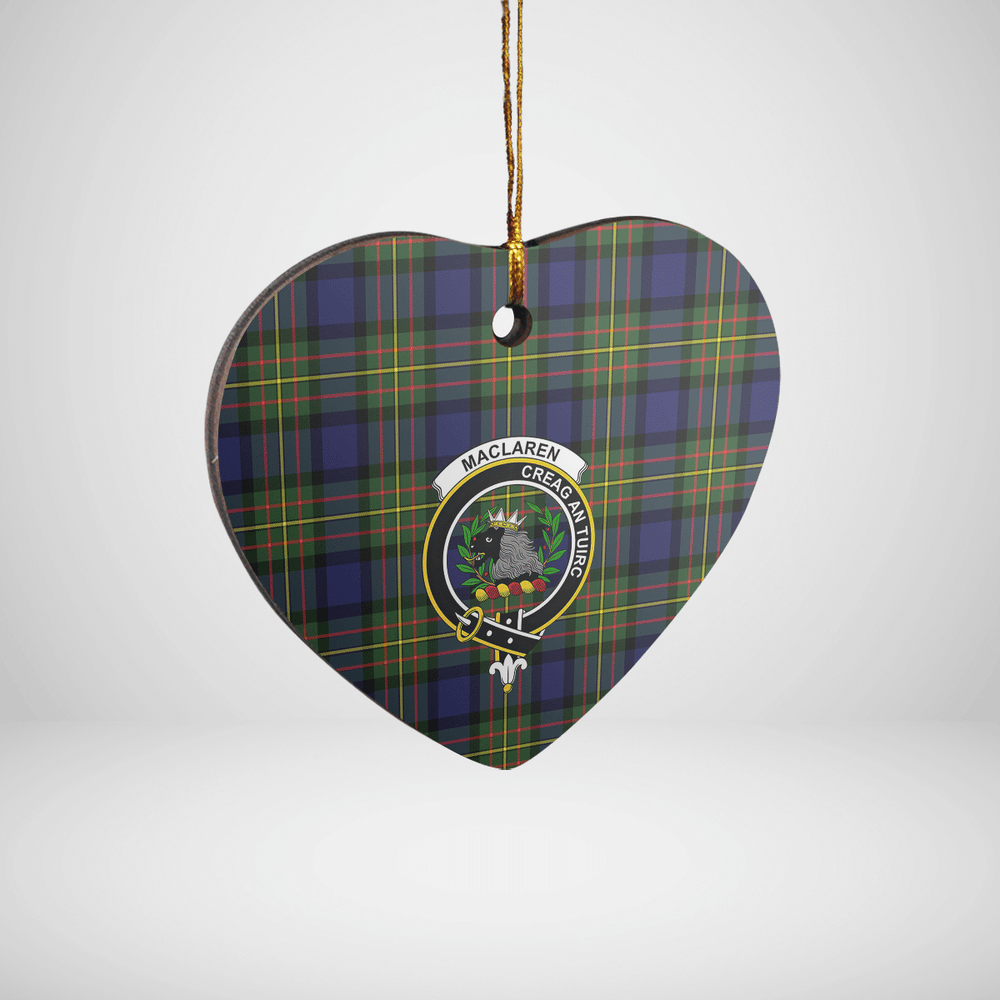 Clan MacLaren Modern Tartan Crest Heart Ceramic Ornament PB34 MacLaren Modern Tartan Tartan Christmas   
