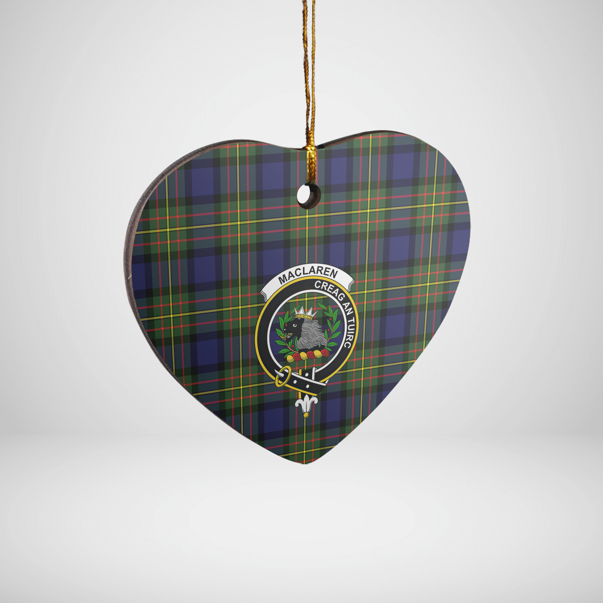 Clan MacLaren Modern Tartan Crest Heart Ceramic Ornament PB34 MacLaren Modern Tartan Tartan Christmas   