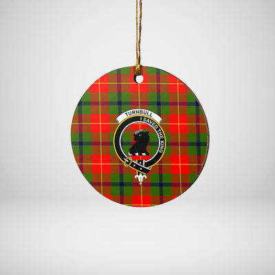 Clan Turnbull Dress Tartan Crest Round Ceramic Ornament KJ33
