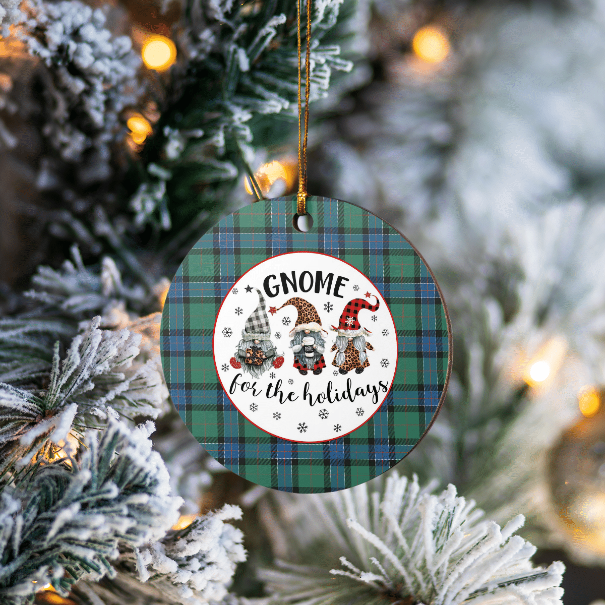 Clan Sinclair Hunting Ancient Tartan Tartan Crest Gnome Round Ceramic Ornament HM52 Sinclair Hunting Ancient Tartan Tartan Christmas   