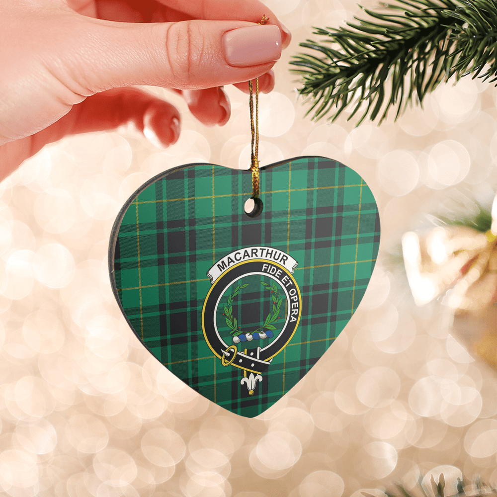 Clan MacArthur Ancient Tartan Crest Heart Ceramic Ornament NY78 MacArthur Ancient Tartan Tartan Christmas   