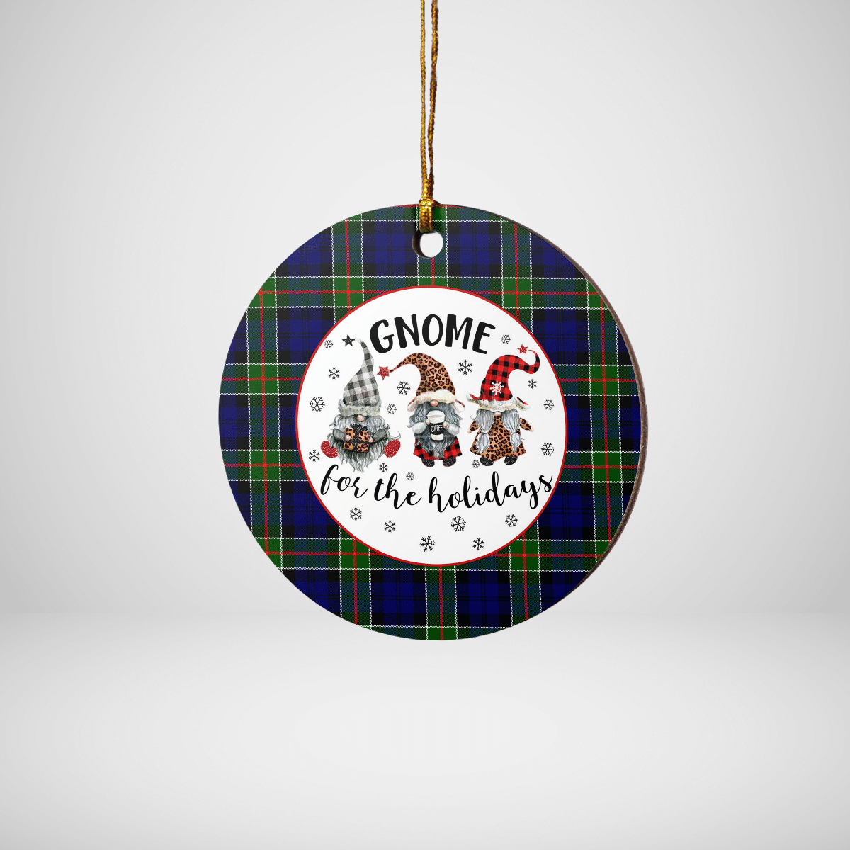 Clan Colquhoun Modern Tartan Tartan Crest Gnome Round Ceramic Ornament XO44 Colquhoun Modern Tartan Tartan Christmas   