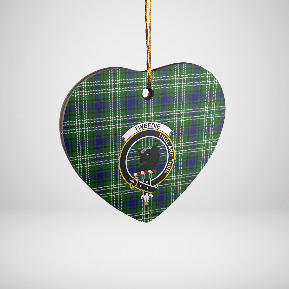 Clan Tweedside District Tartan Crest Heart Ceramic Ornament EE62 Tweedside District Tartan Tartan Christmas   