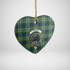 Clan Tweedside District Tartan Crest Heart Ceramic Ornament EE62 Tweedside District Tartan Tartan Christmas   