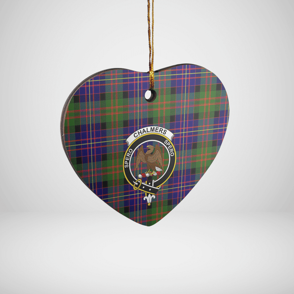 Clan Chalmer Tartan Crest Heart Ceramic Ornament YF22 Chalmer Tartan Tartan Christmas   