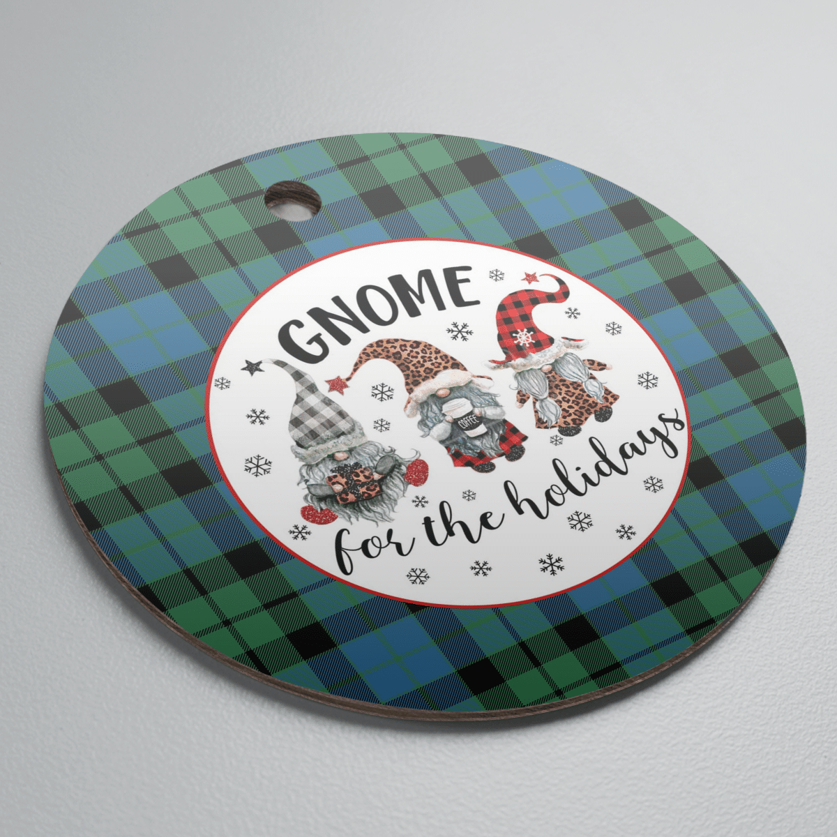 Clan MacKay Ancient Tartan Tartan Crest Gnome Round Ceramic Ornament VM61 MacKay Ancient Tartan Tartan Christmas   