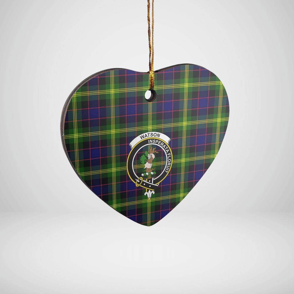 Clan Watson Modern Tartan Crest Heart Ceramic Ornament WW72 Watson Modern Tartan Tartan Christmas   