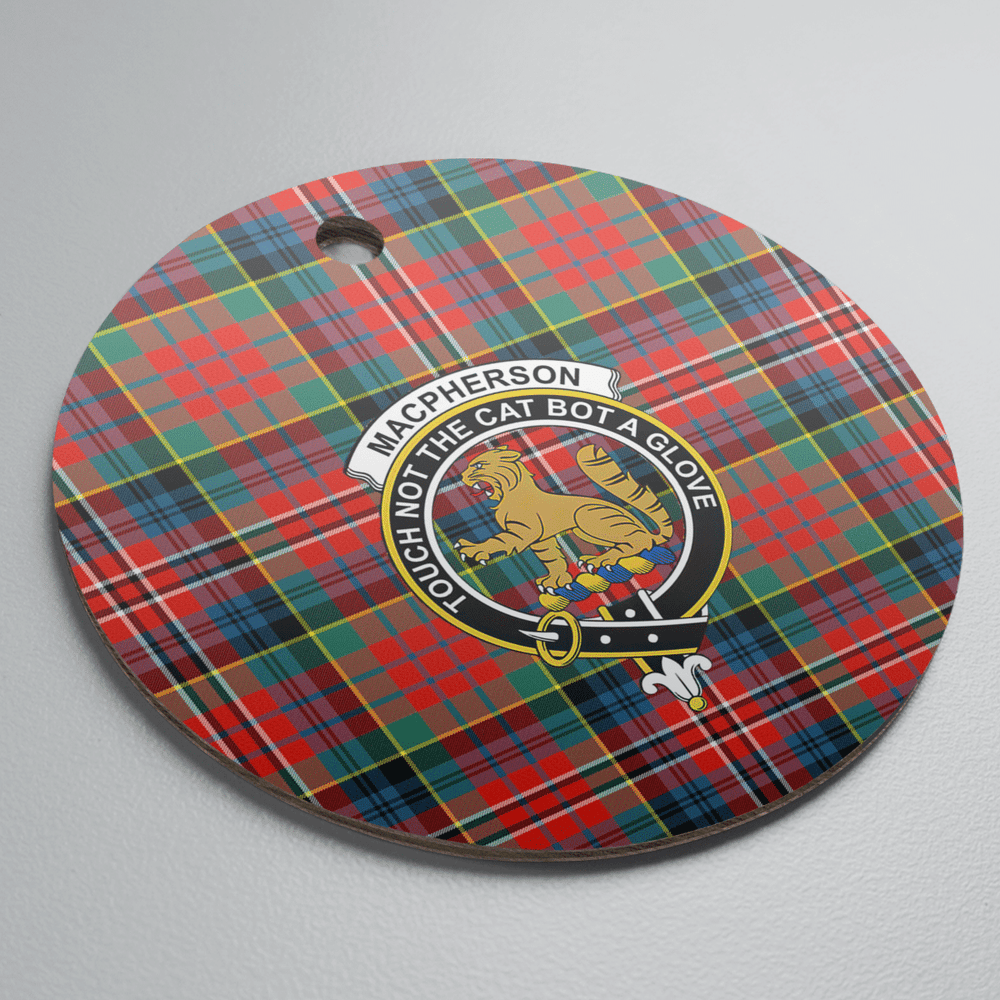 Clan MacPherson Ancient Tartan Crest Round Ceramic Ornament VO97 MacPherson Ancient Tartan Tartan Christmas   