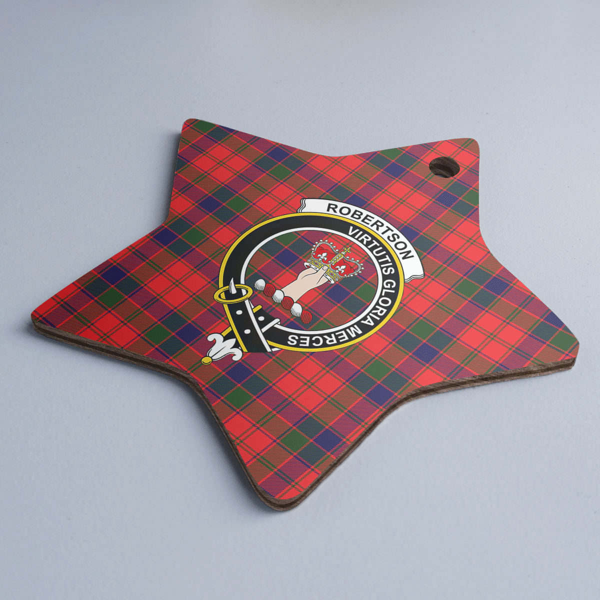 Clan Robertson Modern Tartan Crest Star Ceramic Ornament PN15 Robertson Modern Tartan Tartan Christmas   