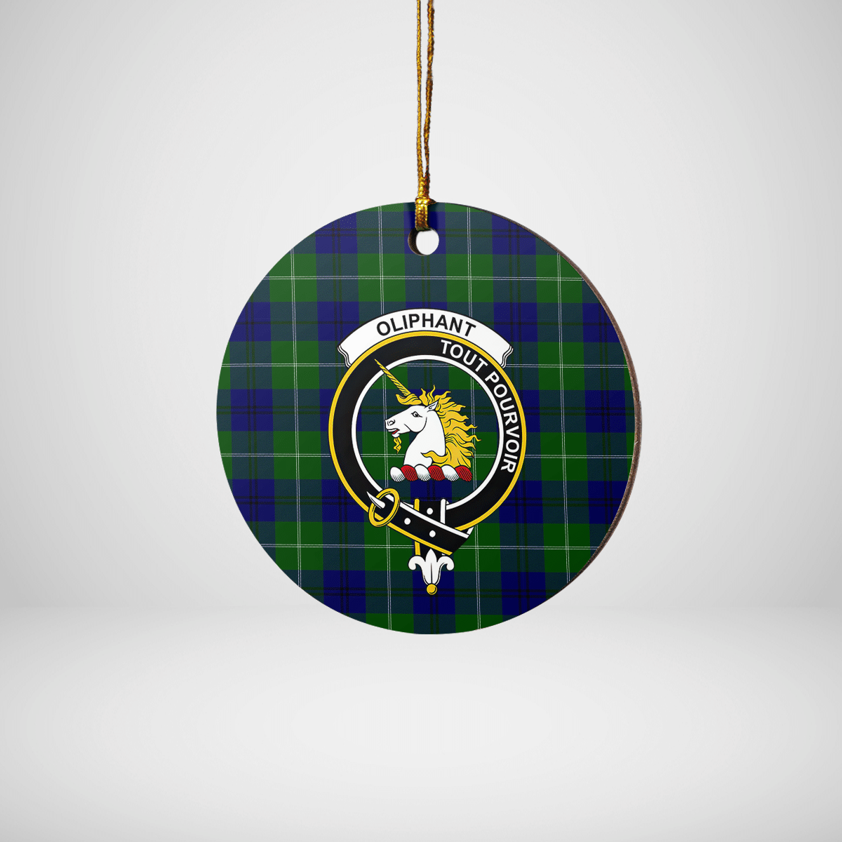 Clan Oliphant Modern Tartan Crest Round Ceramic Ornament XN76 Oliphant Modern Tartan Tartan Christmas   