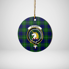 Clan Oliphant Modern Tartan Crest Round Ceramic Ornament XN76 Oliphant Modern Tartan Tartan Christmas   