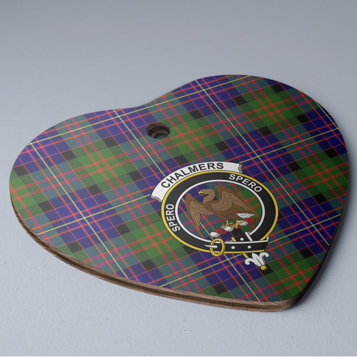 Clan Chalmer Tartan Crest Heart Ceramic Ornament YF22 Chalmer Tartan Tartan Christmas   