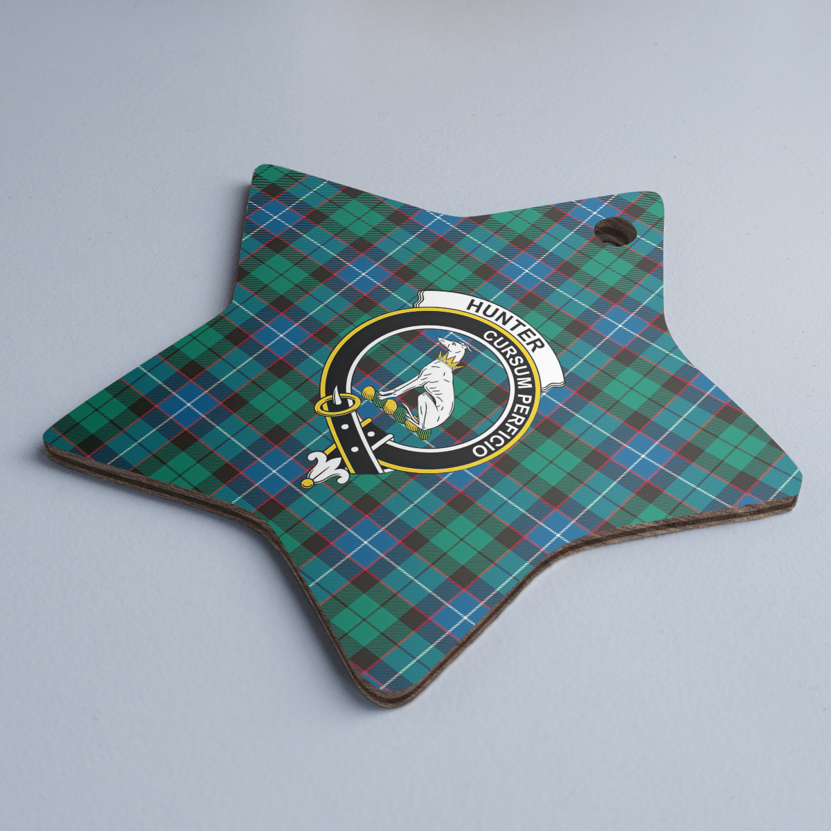 Clan Hunter Ancient Tartan Crest Star Ceramic Ornament VJ99 Hunter Ancient Tartan Tartan Christmas   