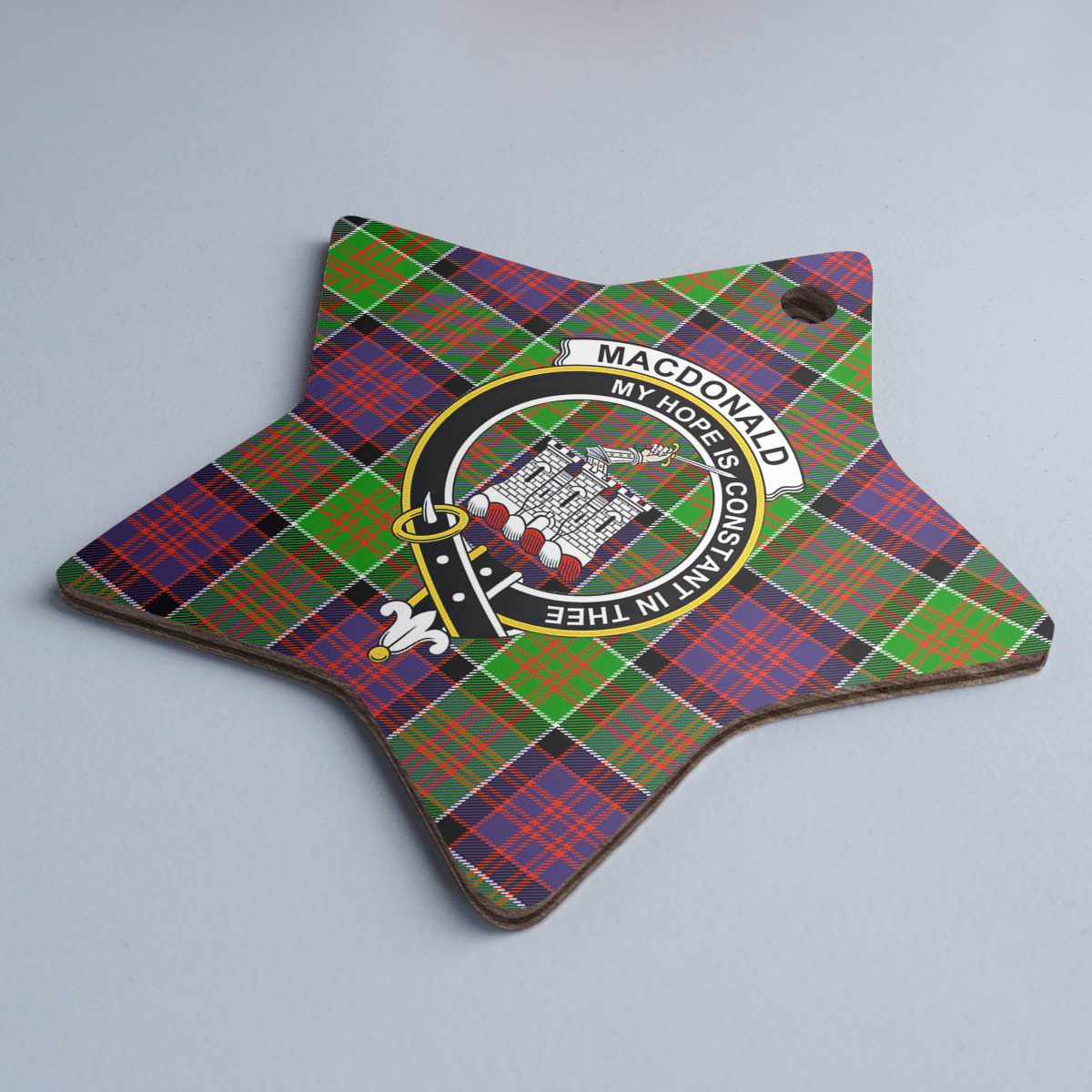 Clan MacDonald of Clanranald Tartan Crest Star Ceramic Ornament UE66 MacDonald of Clanranald Tartan Tartan Christmas   