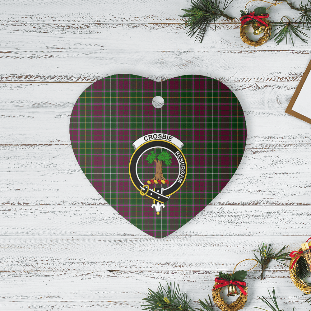 Clan Crosbie Tartan Crest Heart Ceramic Ornament RR44 Crosbie Tartan Tartan Christmas   