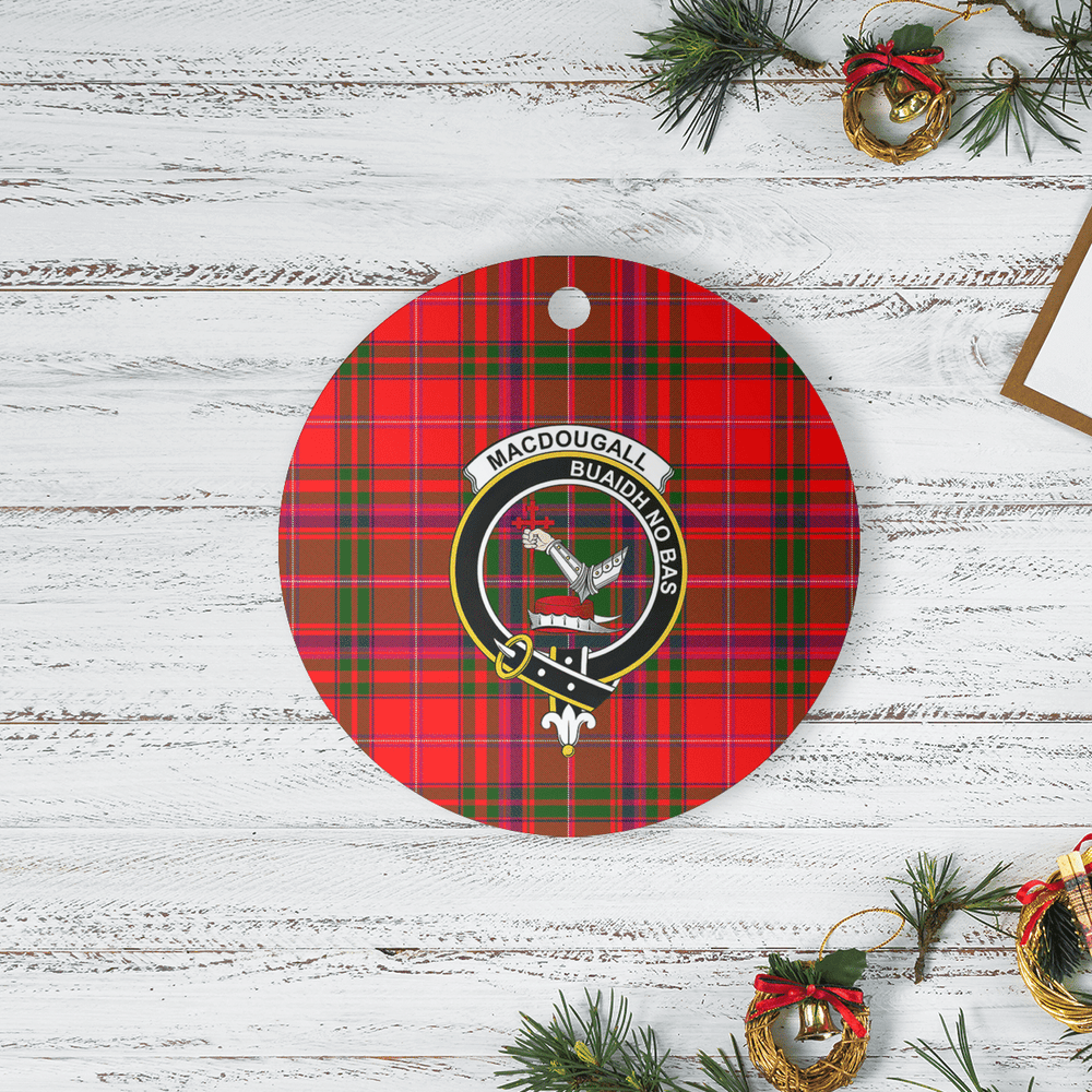 Clan MacDougall Modern Tartan Crest Round Ceramic Ornament OD89 MacDougall Modern Tartan Tartan Christmas   