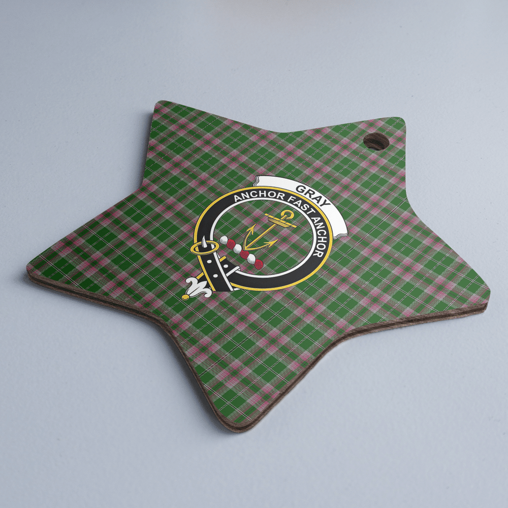 Clan Gray Hunting Tartan Crest Star Ceramic Ornament QJ14 Gray Hunting Tartan Tartan Christmas   