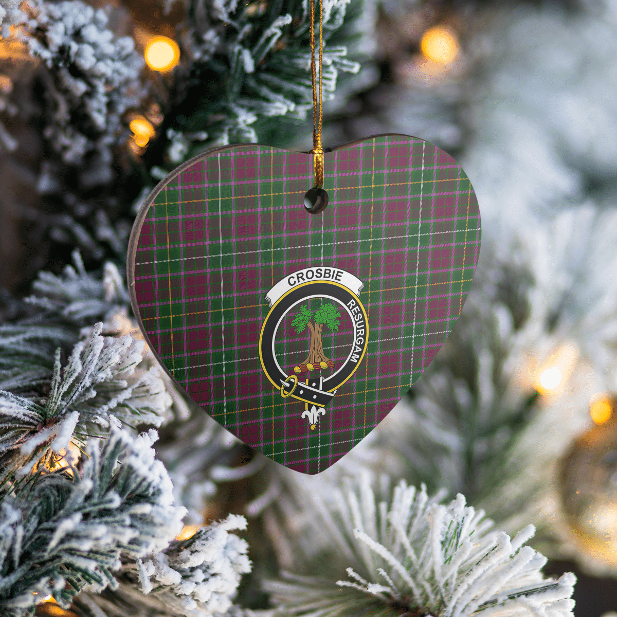 Clan Crosbie Tartan Crest Heart Ceramic Ornament RR44 Crosbie Tartan Tartan Christmas   