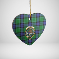 Clan Graham of Menteith Modern Tartan Crest Heart Ceramic Ornament LX82 Graham of Menteith Modern Tartan Tartan Christmas   