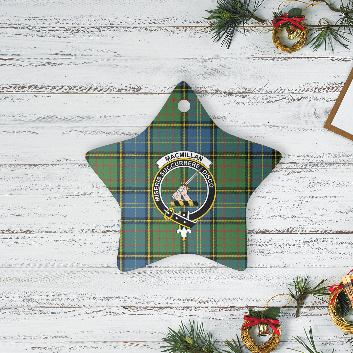 Clan MacMillan Hunting Ancient Tartan Crest Star Ceramic Ornament MY95 MacMillan Hunting Ancient Tartan Tartan Christmas   