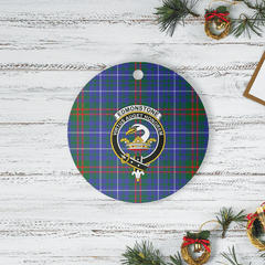 Clan Edmonstone Tartan Crest Round Ceramic Ornament BP74 Edmonstone Tartan Tartan Christmas   