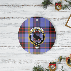 Clan Rutherford Tartan Crest Round Ceramic Ornament ER99 Rutherford Tartan Tartan Christmas   