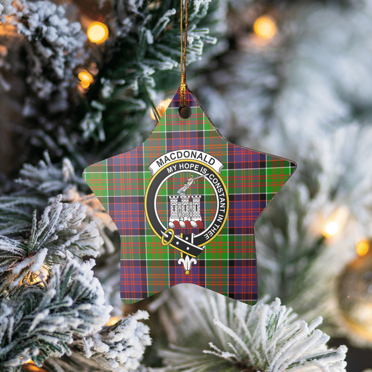 Clan MacDonald of Clanranald Tartan Crest Star Ceramic Ornament UE66 MacDonald of Clanranald Tartan Tartan Christmas   